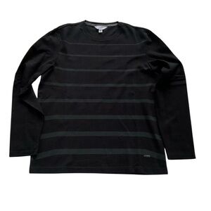 Calvin Klein Men’s Striped Pullover Sz L Black Athleisure Elevated Basic Classic